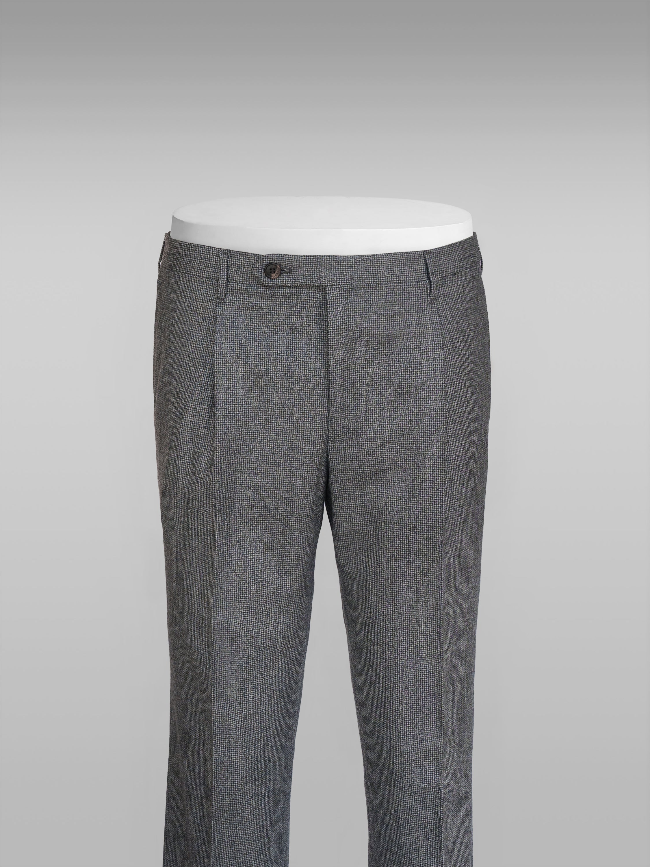 Grey micro check flannel trousers